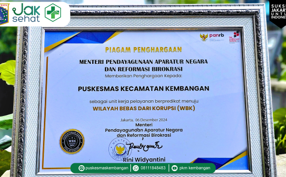 Puskesmas Kembangan Mendapatkan Predikat Wilayah Bebas dari Korupsi (WBK)